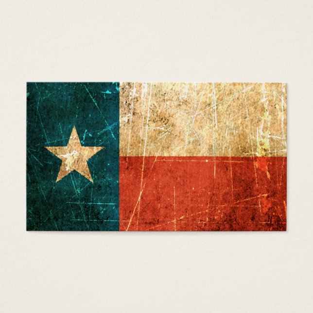 Cartes De Visite Drapeau texan soufflé et usé (Devant)