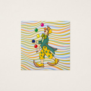 Cartes De Visite Drôle Clown Jouant Avec Des Boules Colorées