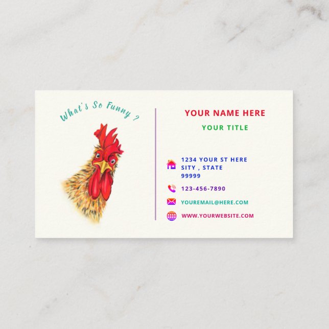 Cartes de visite drôles de coq Concevez les vôtres (Dos)