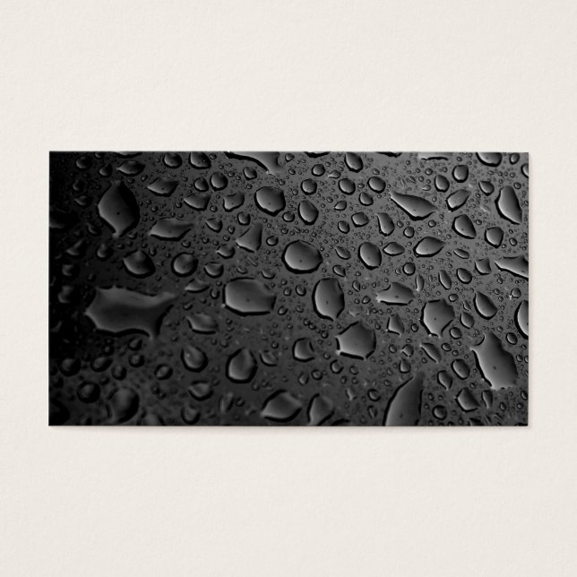 Cartes De Visite Droplets d'eau noire foncée Conception textuelle (Devant)