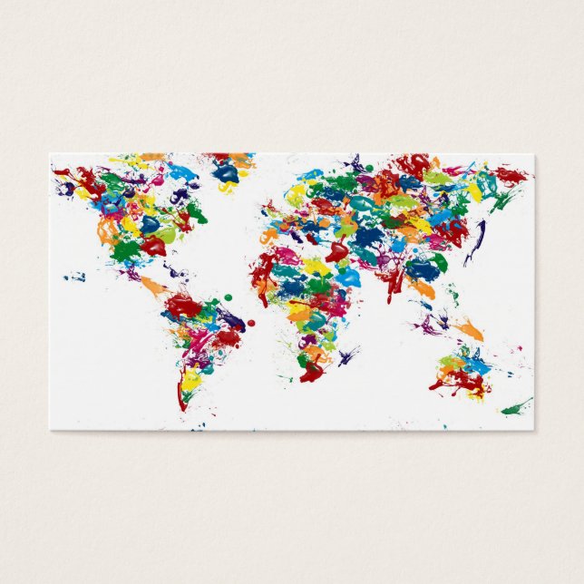 Cartes De Visite Drops de peinture World Map (Devant)