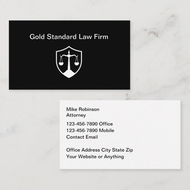 Cartes de visite du cabinet d'avocat Classy Attorn (Devant / Derrière)