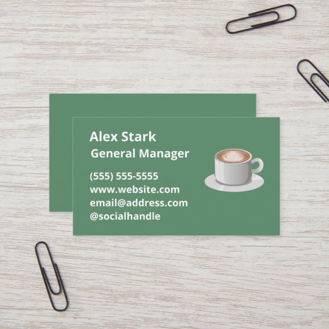 Cartes de visite du café (Devant/Arrière en situation)