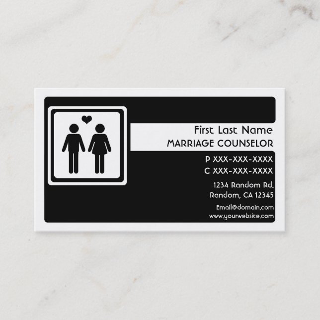 Cartes de visite du conseiller en mariage noir bla (Devant)