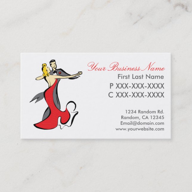 Cartes de visite du couple de danse salsa (Devant)