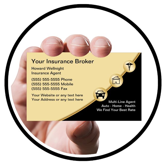 Cartes de visite du courtier d'assurance (Classy Insurance Broker Business Cards)