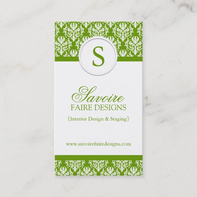 Cartes de visite du décorateur intérieur de monogr (Devant)