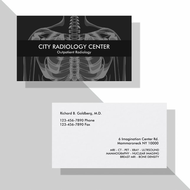 Cartes de visite du laboratoire de radiologie (Créateur téléchargé)