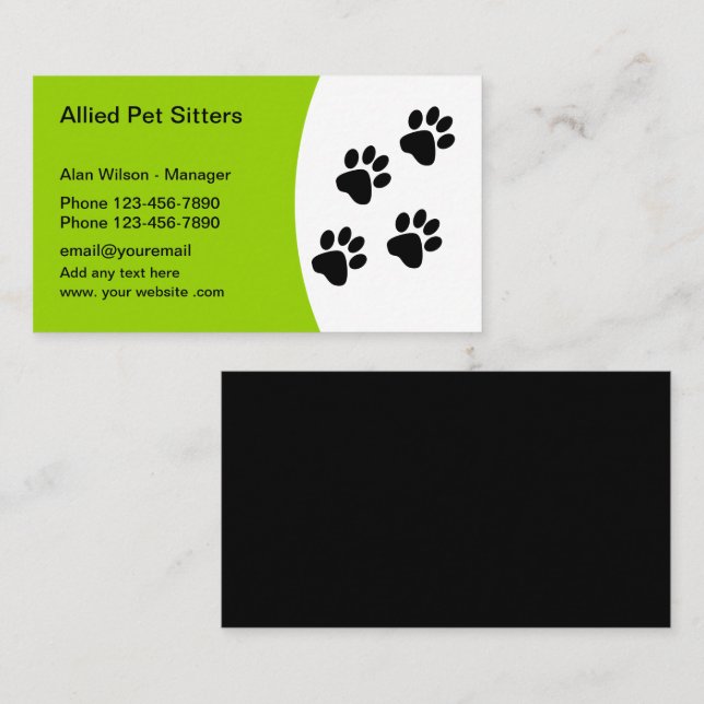 Cartes de visite du Pet Sitters Club (Devant / Derrière)