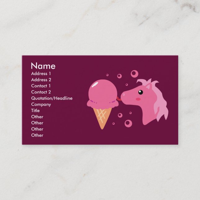 Cartes de visite du poney de glace (Devant)