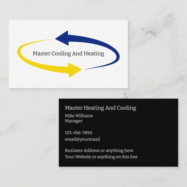 Cartes de visite du service de climatisation (Devant / Derrière)