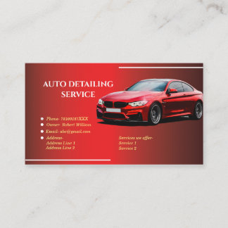 Cartes de visite du service de détails auto cool