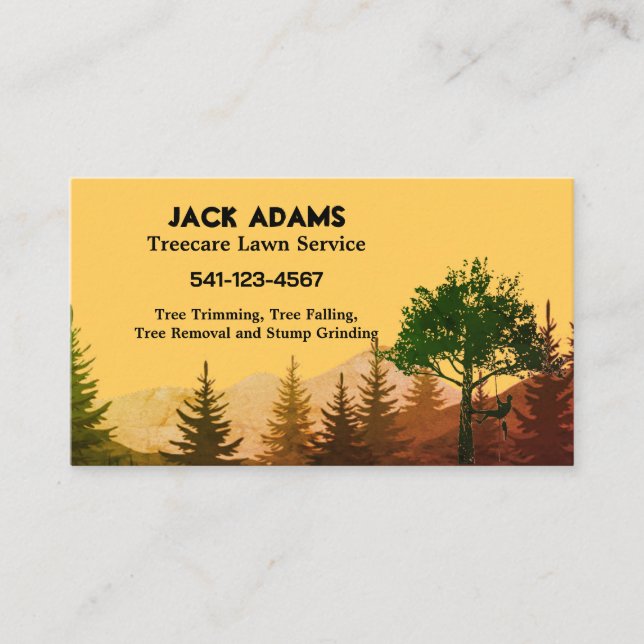 Cartes de visite du service de pelouse Treecare (Devant)