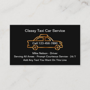 Cartes de visite du service de taxi classique