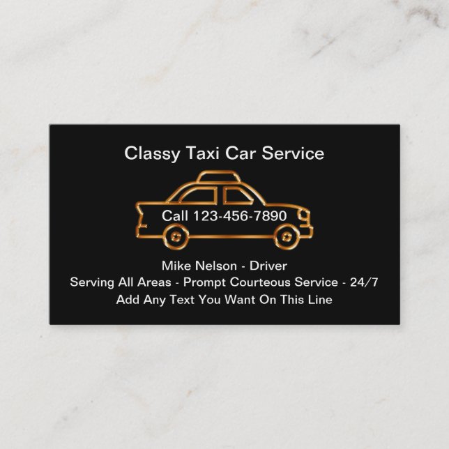 Cartes de visite du service de taxi classique (Devant)