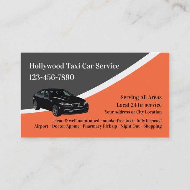 Cartes de visite du service de taxi de luxe (Devant)