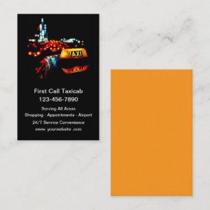 Cartes de visite du service de taxi urbain cool