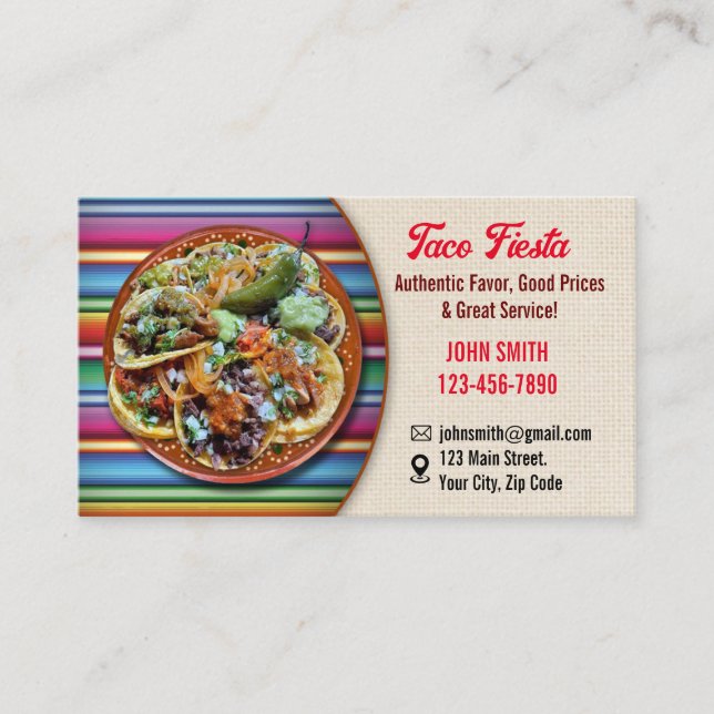 Cartes de visite du service Taco (Devant)