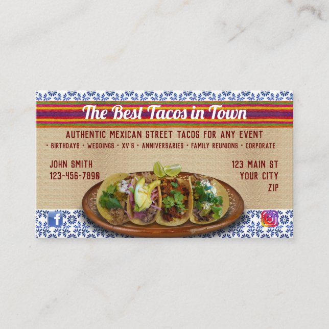 Cartes de visite du service Taco (Devant)