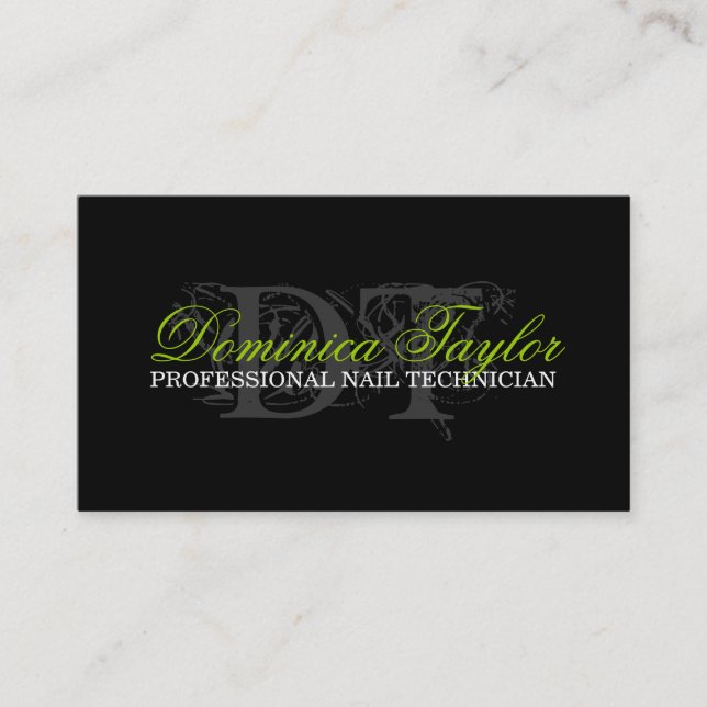 Cartes de visite du technicien de clou Monogramme (Devant)