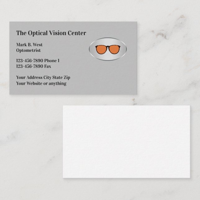 Cartes de visite du thème Vision optique (Devant / Derrière)