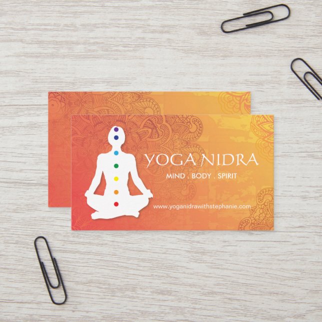 Cartes de visite du yoga et du reiki (Devant/Arrière en situation)