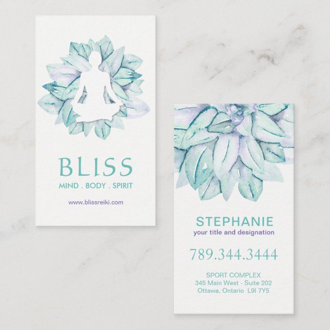 Cartes de visite du yoga et du reiki (Devant / Derrière)