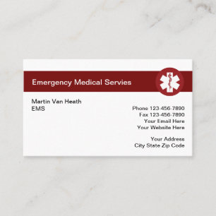 Cartes de visite d'urgence médicale
