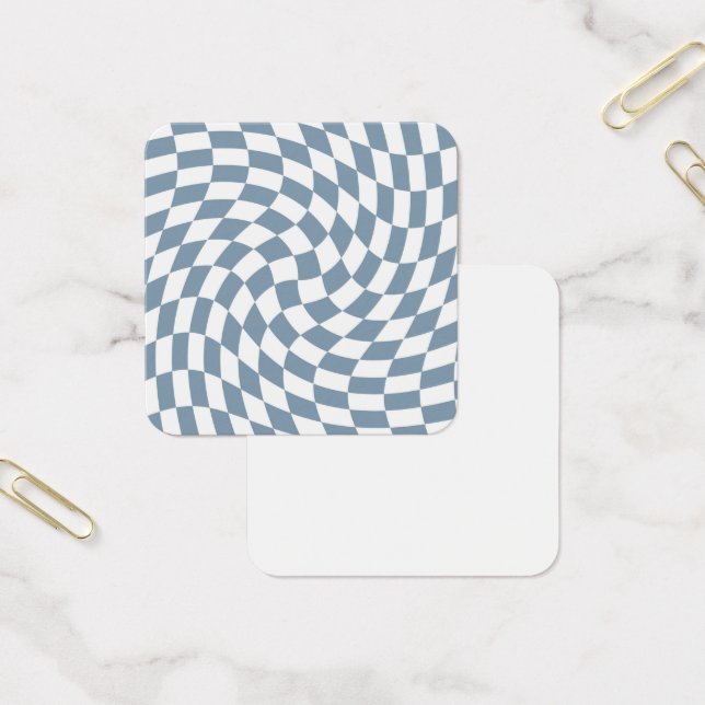 Cartes De Visite Dusty Blue Mariage Collection Vérifier À damiers (Bureau)