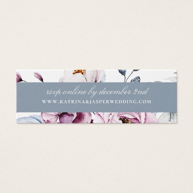 Cartes De Visite Dusty Blue Mauve Floral Site Mariage RSVP (Devant)