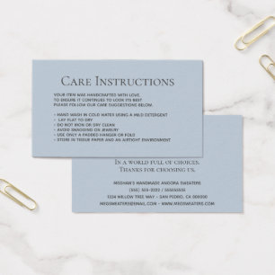 Cartes De Visite Dusty Blue Washing Care emballage