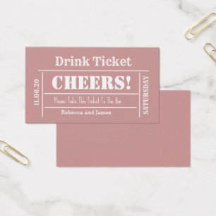 Cartes De Visite Dusty Rose élégant mariage gratuit boisson billet