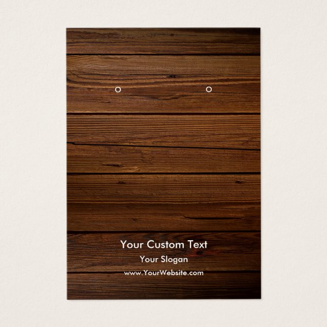 Cartes De Visite Earring Jewellery Display Card, Rustic Wood Ring (Devant)