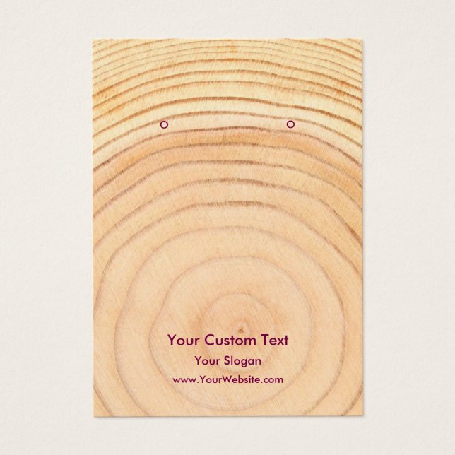 Cartes De Visite Earring Jewellery Display Card, Rustic Wood Ring (Devant)