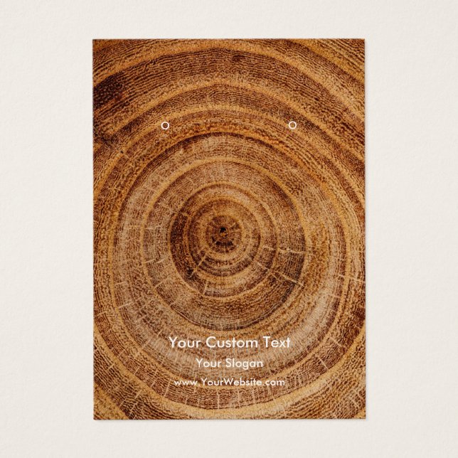 Cartes De Visite Earring Jewellery Display Card, Rustic Wood Ring (Devant)