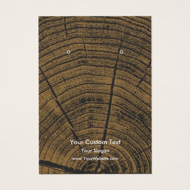 Cartes De Visite Earring Jewellery Display Card, Rustic Wood Ring (Devant)