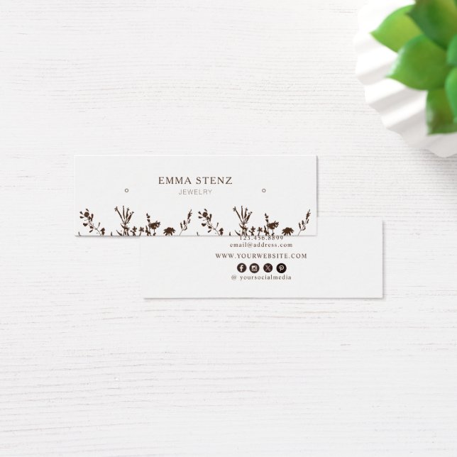 Cartes De Visite Earthy Floral • Earring Hoops Studs Display Card   (Bureau)