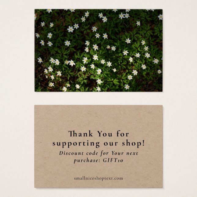 Cartes De Visite Earthy green shop thank you card with discount (Devant & derrière)