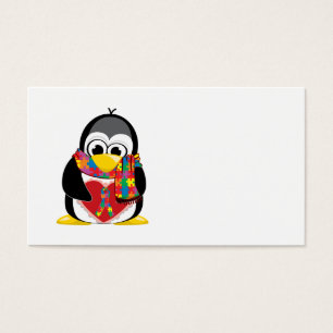 Cartes De Visite Écharpe de pingouin de ruban d'autisme