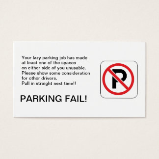 CARTES DE VISITE ÉCHEC DU STATIONNEMENT !