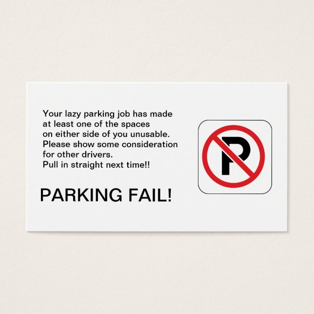 CARTES DE VISITE ÉCHEC DU STATIONNEMENT ! (Devant)