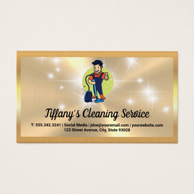 Cartes De Visite Éclairage du logo de la maison propre | Métallique (Devant)