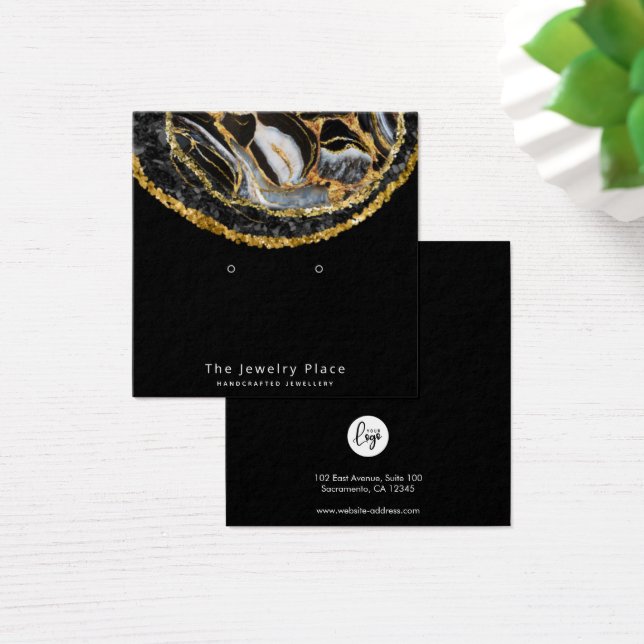 Cartes De Visite Écran Boucles d'oreilles en marbre noir (Bureau)