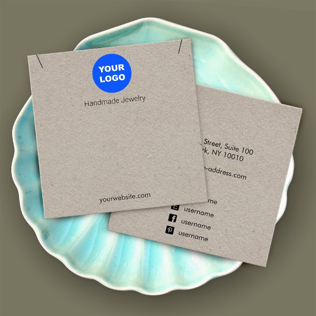 Cartes De Visite Écran Carré du collier Pendentif Kraft Add Logo (Créateur téléchargé)