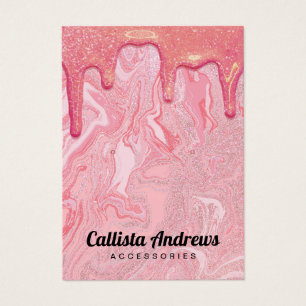 Cartes De Visite Écran Chic Parties scintillant rose en marbre Lect