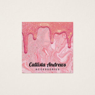 Cartes De Visite Écran Chic Parties scintillant rose en marbre Lect