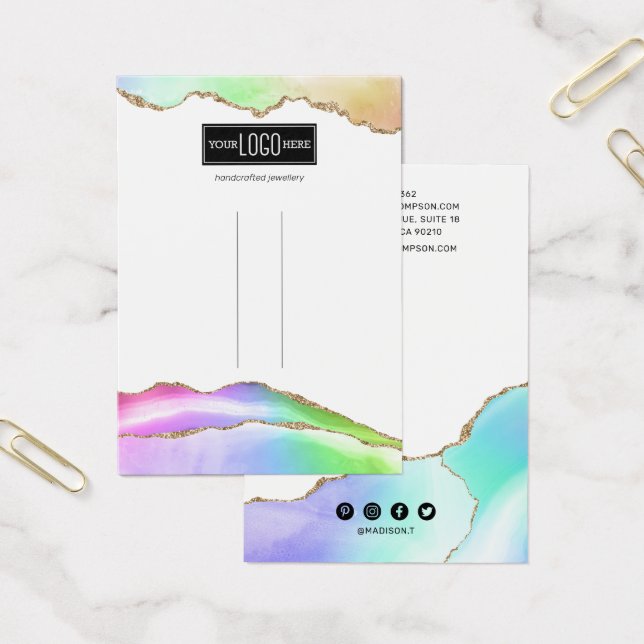 Cartes De Visite Écran d'agate Pastel Rainbow (Bureau)