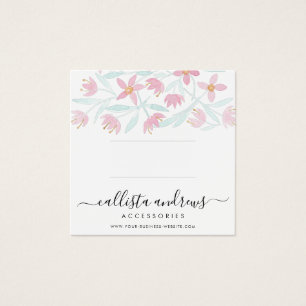 Cartes De Visite Écran d'aquarelle rose vert Floral