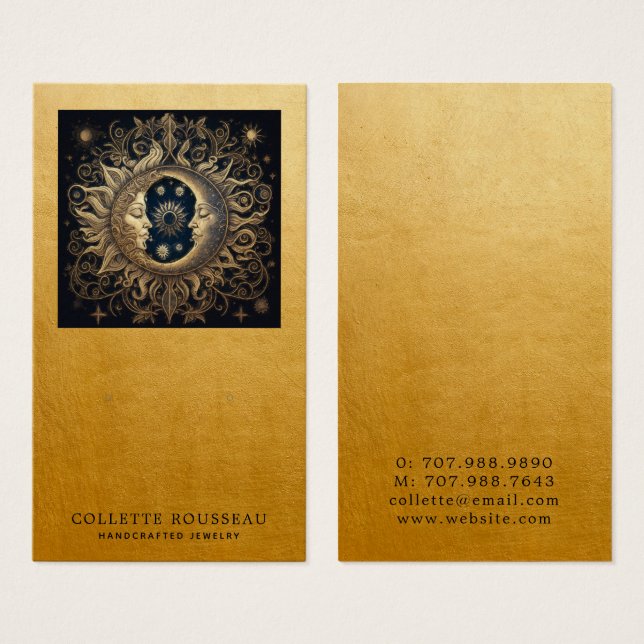 Cartes De Visite Écran de bijouterie céleste Sun Moon Gold (Devant & derrière)