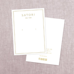 Cartes De Visite Ecran de bijoux à oreille blanche à bordure or mod